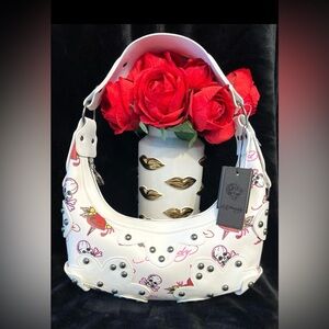 ☠️❤️ ED HARDY WHITE SHOULDER HOBO
BAG-NWT☠️❤️